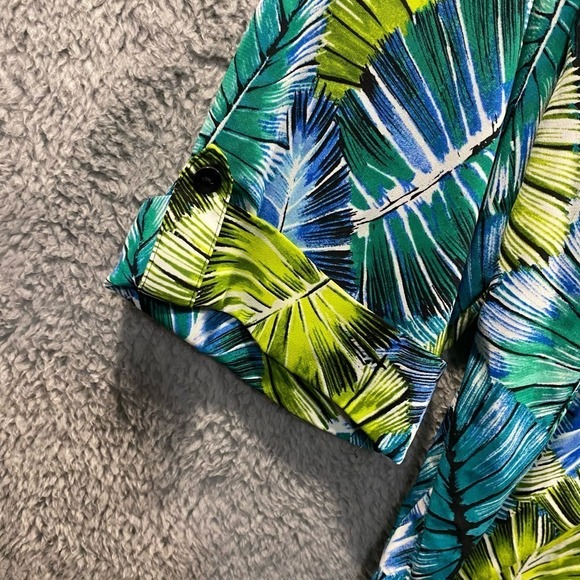 Catherines button up short sleeve top shirt roll tab tropical beachy vacation 2x - Picture 5 of 9